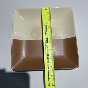 Square Brown & Beige Accent Plates Small Condiment Dessert Dish Decor‎